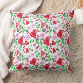 赤いハートピンクの花装飾用クッション クッション (ブランケット)