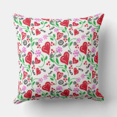 赤いハートピンクの花装飾用クッション クッション (裏面)