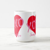 赤いハートピンクXOXOバレンタインデーモダン コーヒーマグカップ (中央)