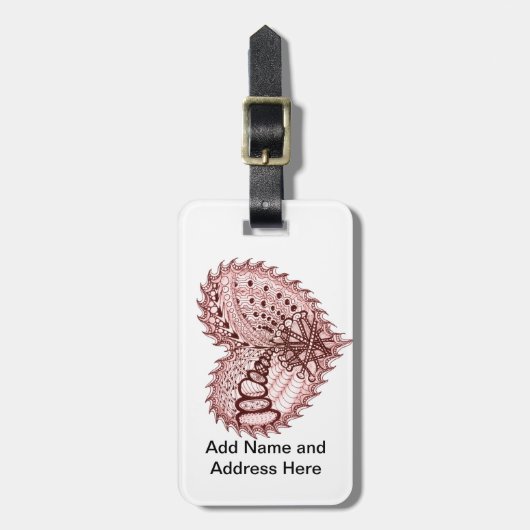 赤いハートファイアドードル ラゲッジタグ (正面縦)