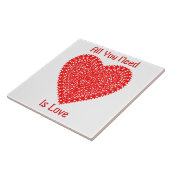 赤いハートファンシーグラフィックパーソナライズされた タイル (側面)