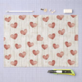 赤いハートフェイク木材 薄葉紙 (クラフト)