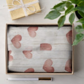 赤いハートフェイク木材 薄葉紙 (ギフト)