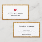 赤いハートフェイク金ゴールドグリッターロマンス作家 名刺 (正面/裏面)