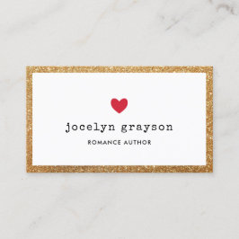 赤いハートフェイク金ゴールドグリッターロマンス作家 名刺