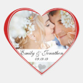赤いハートフォト結婚式用シール ハートシール (正面)