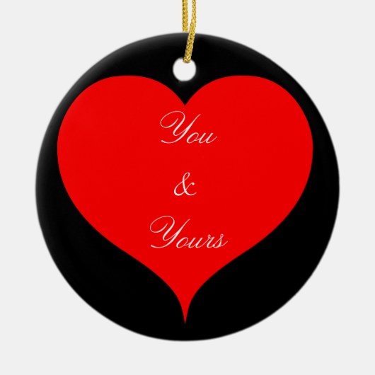 赤いハートフォーエバーユアバレンタインサンダー_コーブ セラミックオーナメント (正面)