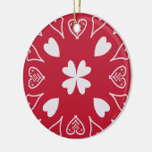 赤いハートフォークアートクリスマスツリー セラミックオーナメント (左)