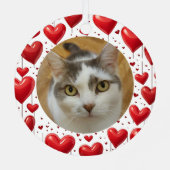 赤いハートフレカスタムームのペット写真 メタルオーナメント (裏面)