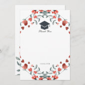 赤いハートフローラ写真卒業ありがとう 招待状 (正面/裏面)