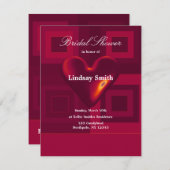 赤いハートブライダルシャワー招待 招待状 (正面/裏面)