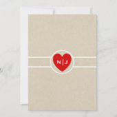 赤いハートブラウンクラフトモダンバ結婚レンタイン 招待状 (裏面)