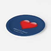 赤いハートブルーモダンミニマ結婚リスト ペーパープレート (アングル)
