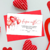 赤いハートベビーシャワーおむつラッフルチケット エンクロージャーカード