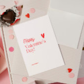 赤いハートベージュタイポグラフバレンタインデー 招待状