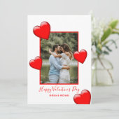 赤いハートホワイトハッピーバレンタインデーの写真ホリデーC シーズンカード (スタンド正面)