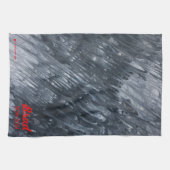 赤いハートホワイトブラックミニマルオリジナルガーデンキット キッチンタオル (横)