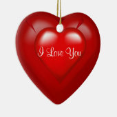赤いハートポップ・アートのアイラブユーキープサケオーナメント セラミックオーナメント (右)