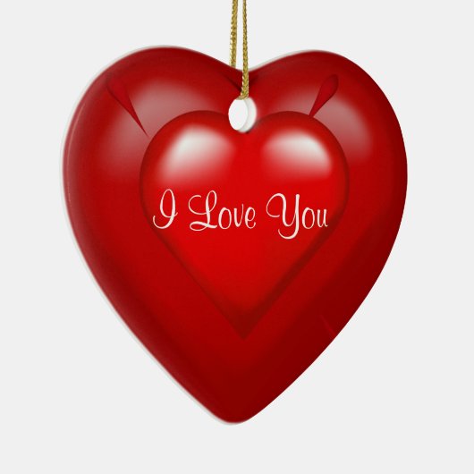 赤いハートポップ・アートのアイラブユーキープサケオーナメント セラミックオーナメント (右)