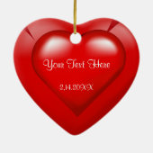 赤いハートポップ・アートのアイラブユーキープサケオーナメント セラミックオーナメント (裏面)