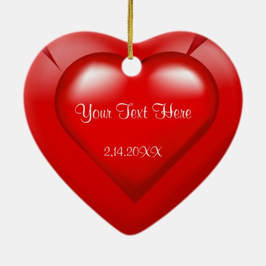 赤いハートポップ・アートのアイラブユーキープサケオーナメント セラミックオーナメント (裏面)