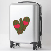 赤いハートミトン |クリスマス・ホリデー シール (スーツケース)