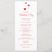 赤いハートミニマリストバレンタインデーパーティー メニュー (正面)