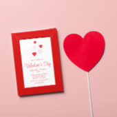 赤いハートミニマリストバレンタインデーパーティー 招待状