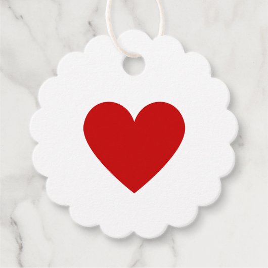 赤いハートミニマルの愛がバレンタインからスカラップ フェイバータグ (正面)