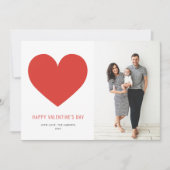 赤いハートミニマルハッピーバレンタインデー シーズンカード (正面)