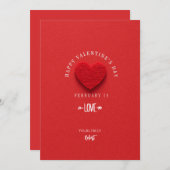 赤いハートミニマルホワイトタイポグラフィ 招待状 (正面/裏面)