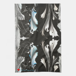 赤いハートミニマルホワイトブラックブルーオリジナルガーデン キッチンタオル