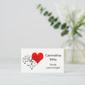 赤いハートミュージックノートファミリーのカスタマイズ 名刺 (スタンド正面)