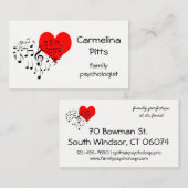 赤いハートミュージックノートファミリーのカスタマイズ 名刺 (正面/裏面)