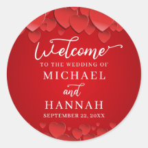 赤いハートモダンエレガントなウェディングウェルカム