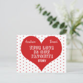 赤いハートモダンハッピーヴァレンティーンズデイラブ引用文 シーズンポストカード (スタンド正面)