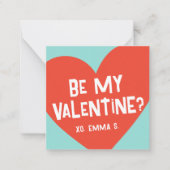 赤いハートモダンバレンタイン教室のフォトカード ノートカード (正面)