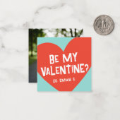 赤いハートモダンバレンタイン教室のフォトカード ノートカード (正面/裏面インサイチュ)