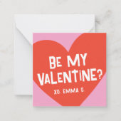 赤いハートモダンバレンタイン教室のフォトカード ノートカード (正面)