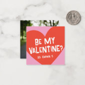 赤いハートモダンバレンタイン教室のフォトカード ノートカード (正面/裏面インサイチュ)