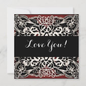 赤いハートモダンレースラブ シーズンカード (裏面)