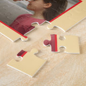 赤いハートモダン兄弟姉妹フォトコラージュ ジグソーパズル (側面)