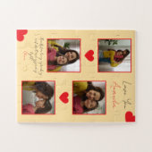 赤いハートモダン兄弟姉妹フォトコラージュ ジグソーパズル (横)