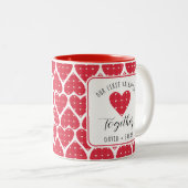 赤いハートモダン初のバレンタイン ツートーンマグカップ (正面右)