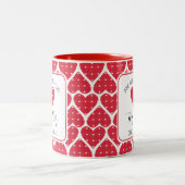 赤いハートモダン初のバレンタイン ツートーンマグカップ (中央)
