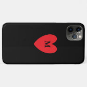 赤いハートモノグラムのイニシャル名(黒) Case-Mate iPhoneケース (裏面(横))