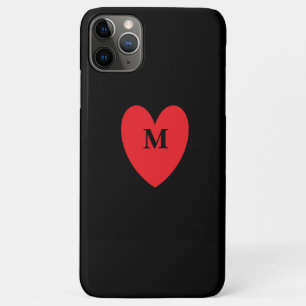 赤いハートモノグラムのイニシャル名(黒) iPhone 11 PRO MAXケース