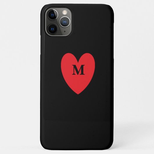 赤いハートモノグラムのイニシャル名(黒) Case-Mate iPhoneケース (裏面)