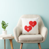 赤いハートモノグラムイニシャルカスタムバレンタインズカワイイ クッション (椅子)