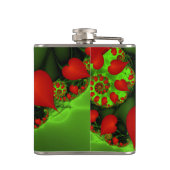 赤いハートライムグリーンモダン抽象芸術フラクタル名 フラスク (裏面)